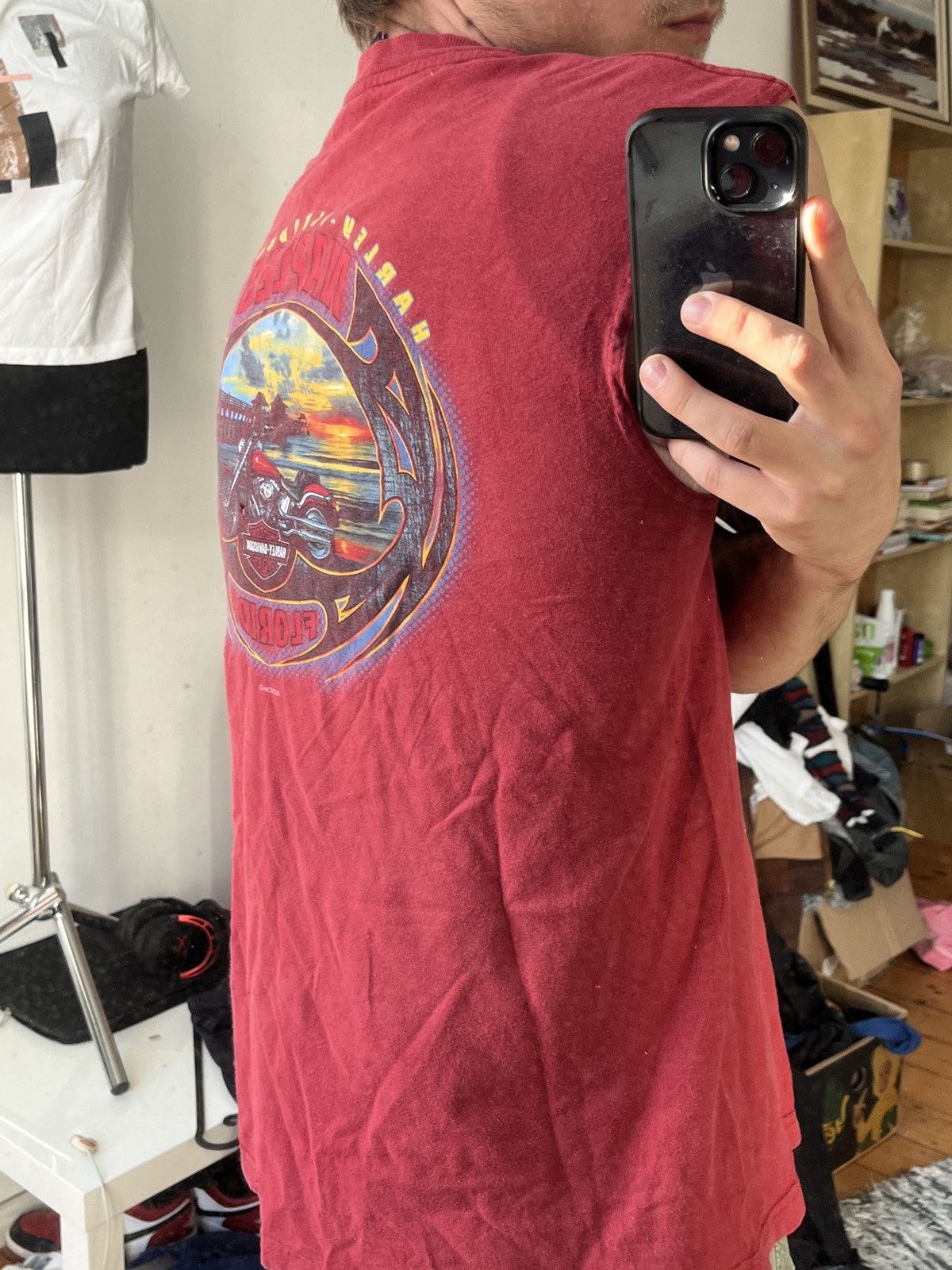 Harley Davidson × Vintage Burgundy red tank top Vintage 2003 Harley Davidson Size US L / EU 52-54 / 3 - 3 Thumbnail
