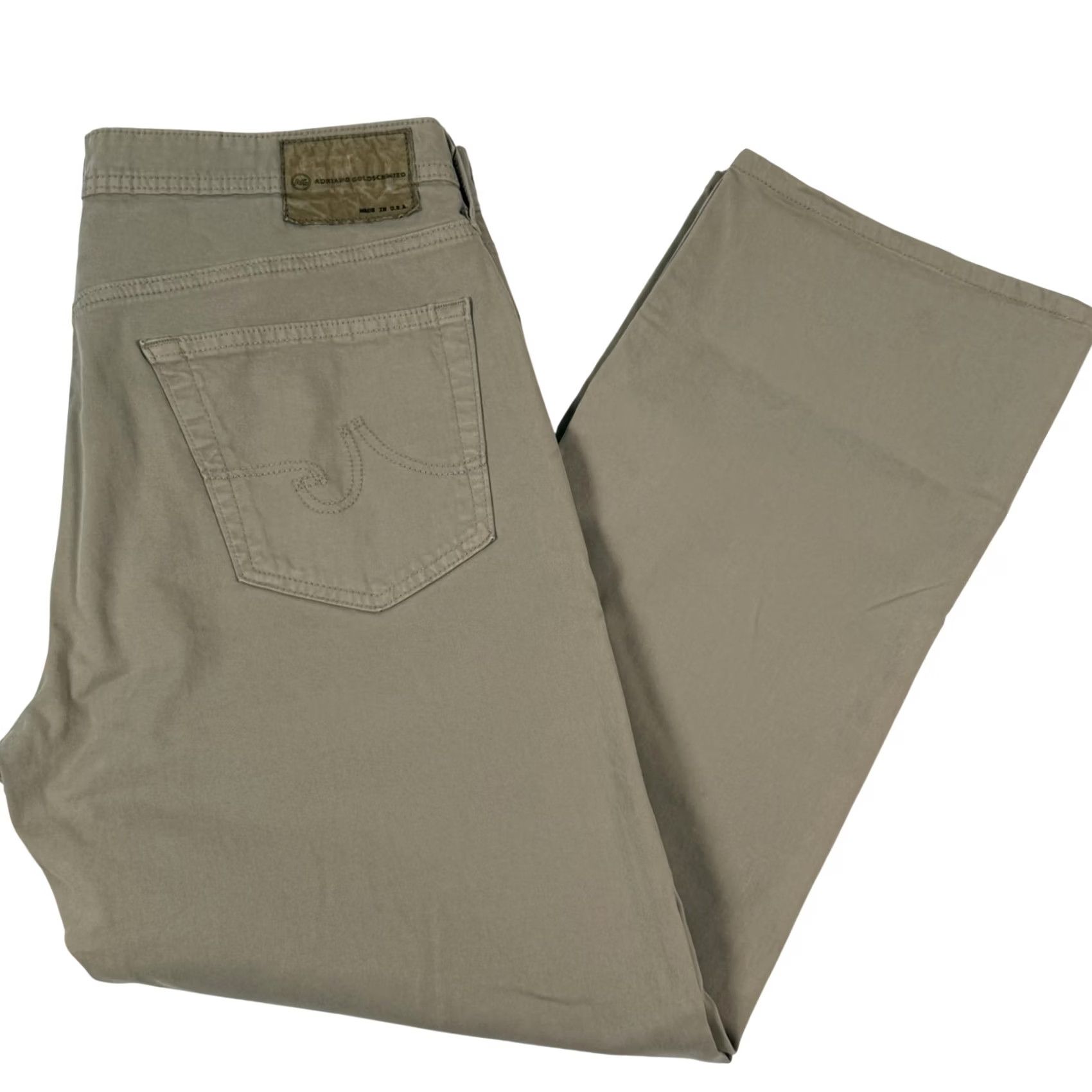 Vintage AG Adriano Goldschmied The Protégé Jeans Mens 37x28 Beige Straight Stretch USA Size US 36 / EU 52 - 2 Thumbnail