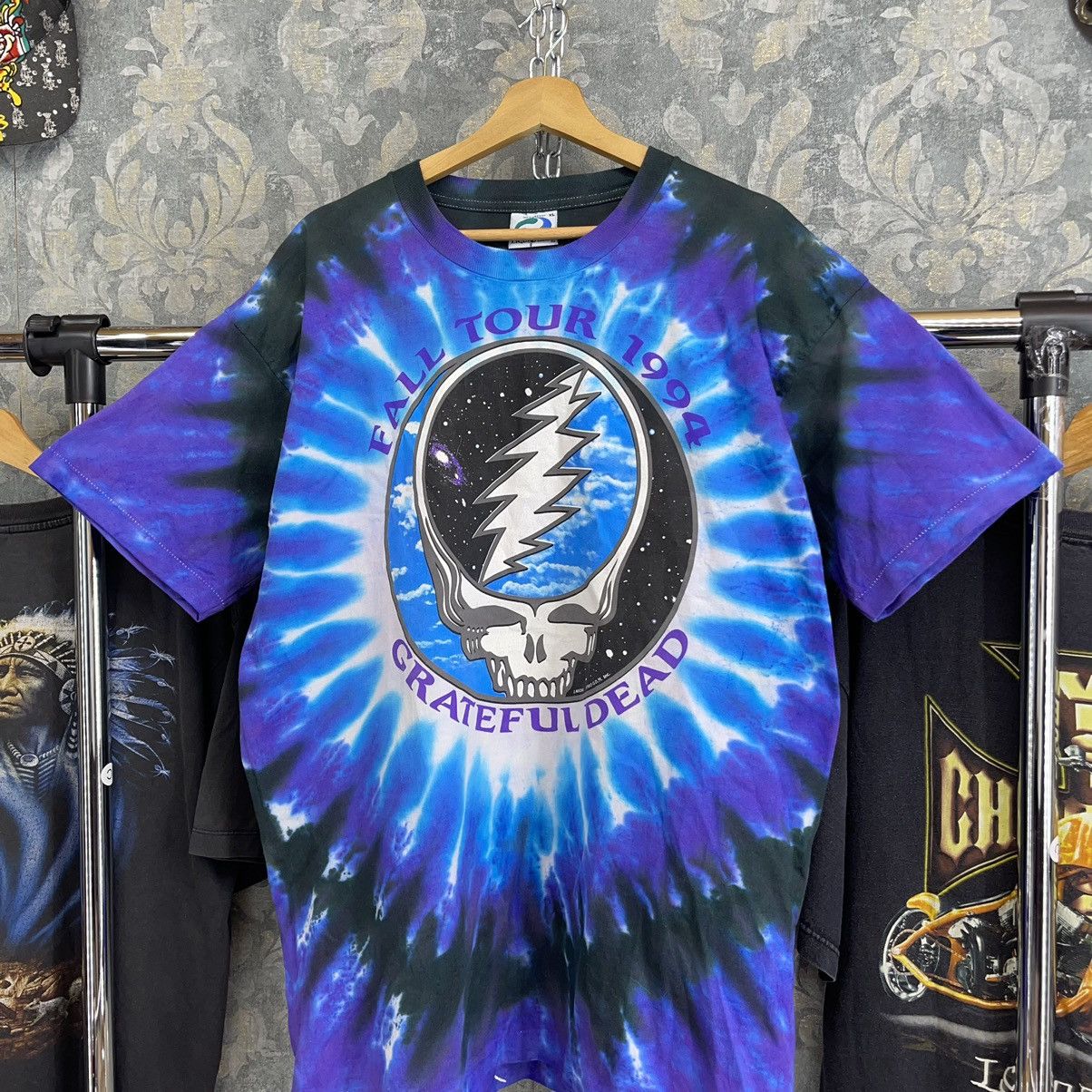 image of Band Tees x Grateful Dead Vintage 90's Grateful Dead Liquid Blue Tee Tie Dye Aop 1994 (Size XL)