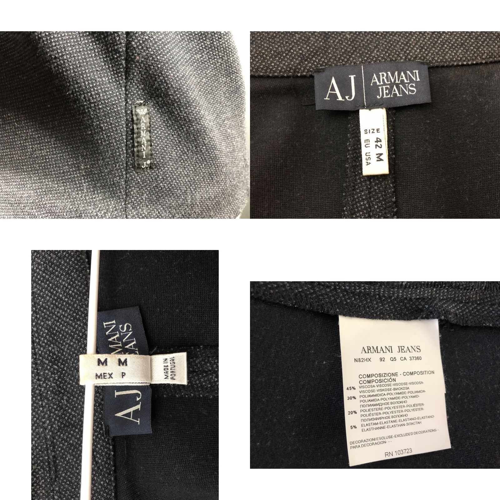 Vintage Armani Jeans Blazer Jacket Women M Gray Viscose Short Single-Breasted 3 Button Cuffs Solid Classic Coat Size 32" / US 10 / IT 46 - 8 Thumbnail