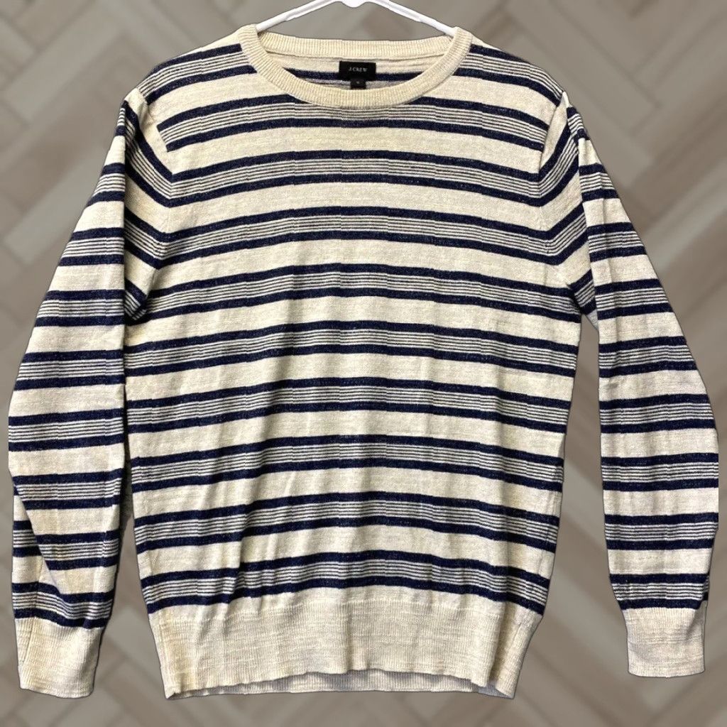 J.Crew J.CREW Striped Crew Neck Pullover Sweater Mens Size S Navy Ivory 90s Size US S / EU 44-46 / 1 - 1 Thumbnail