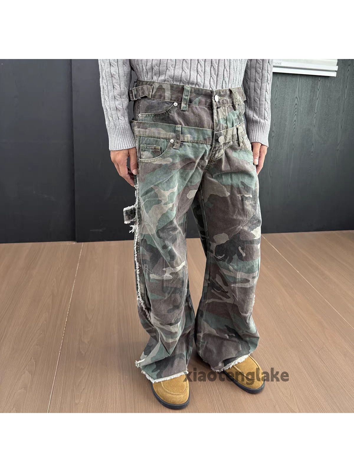 zx vintage loose baggy wide Leg carpenter camo pants
