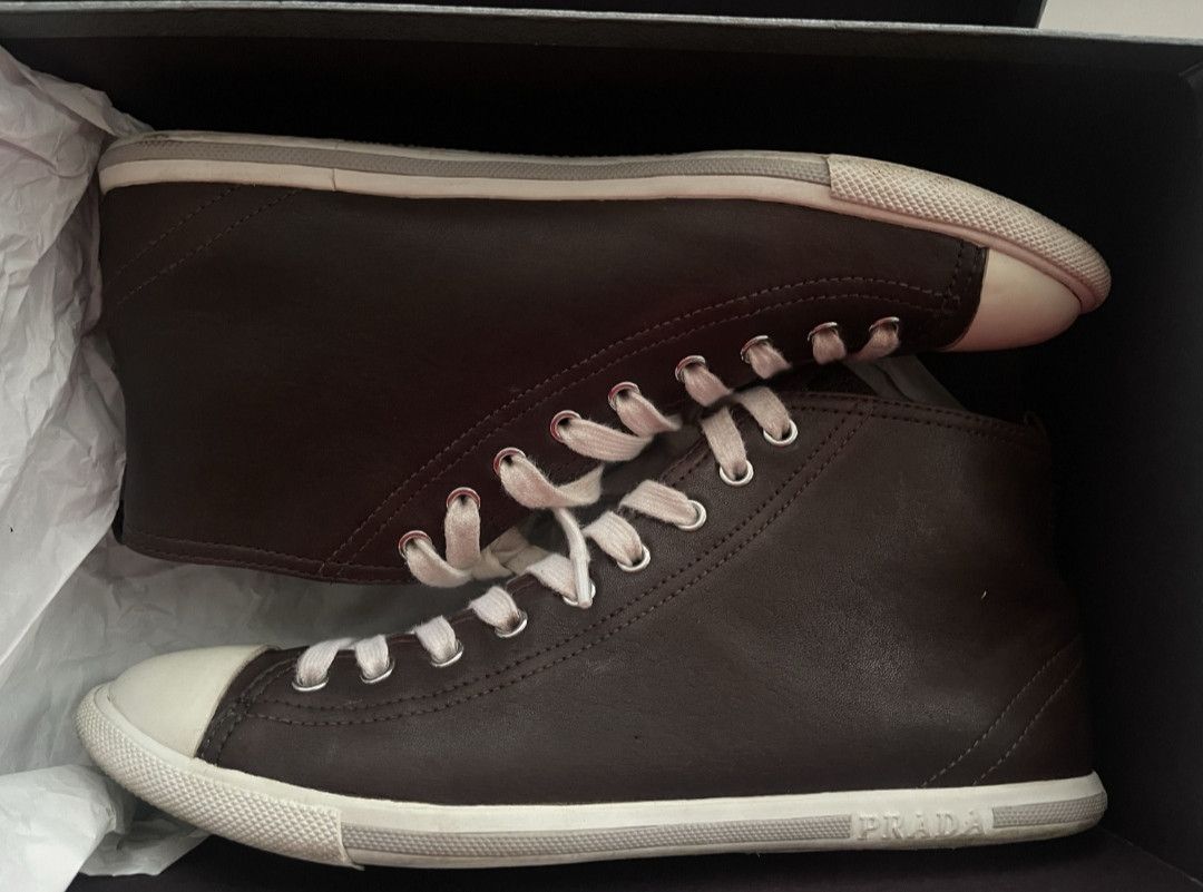 Prada Prada Brown Leather Boots Red Tab with box Size US 10 / IT 40 - 4 Thumbnail