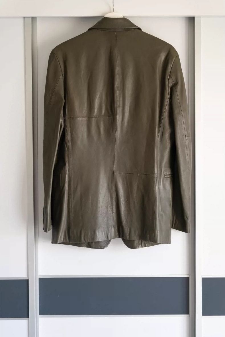 Yohji Yamamoto Yohji Yamamoto Yohji Yamamoto Olive Green Leather Blazer Size US S / EU 44-46 / 1 - 2 Thumbnail
