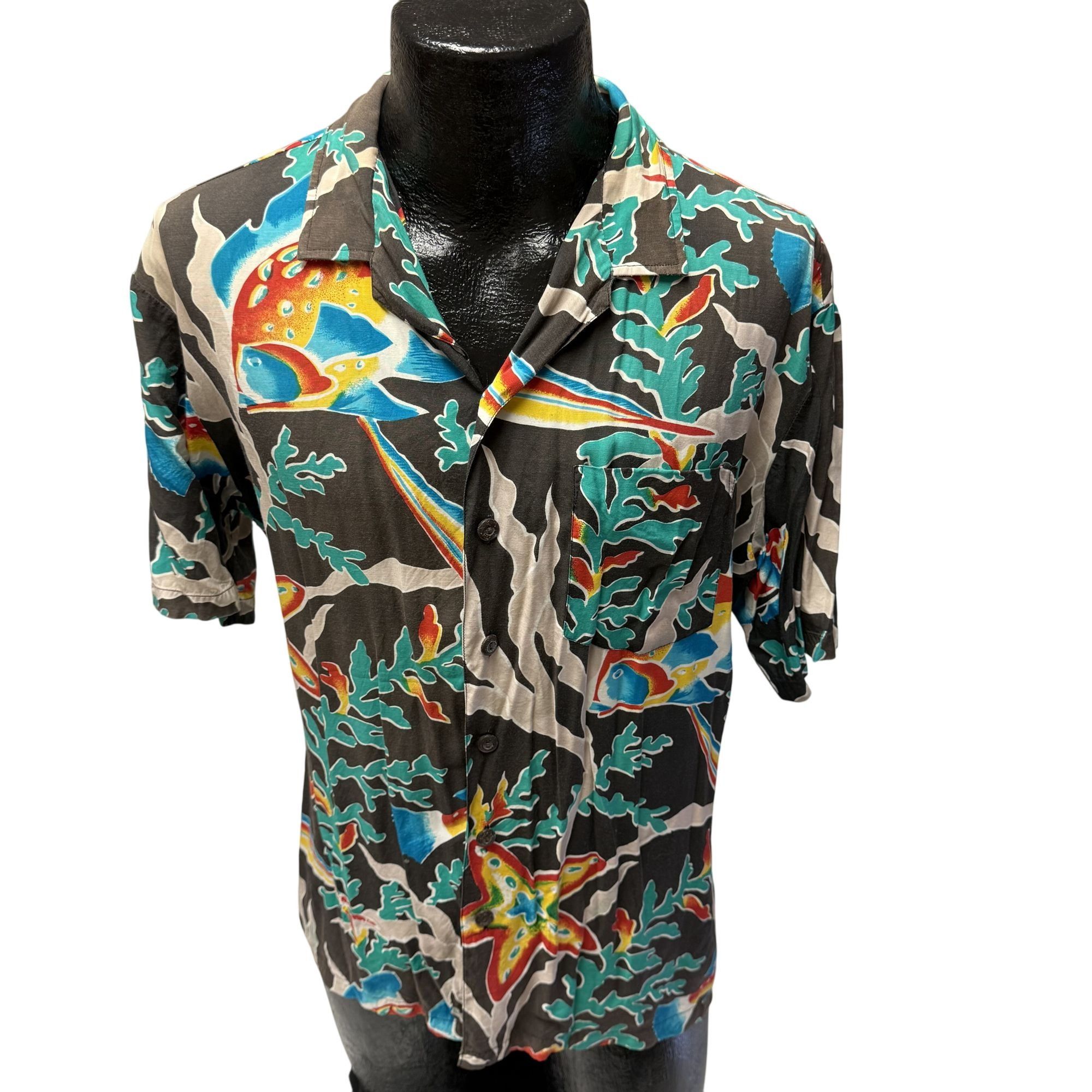 Kennington Ltd. Vtg Kennington Neon RAINBOW Tropical FISH Hawaiian Shirt Size US L / EU 52-54 / 3 - 2 Thumbnail