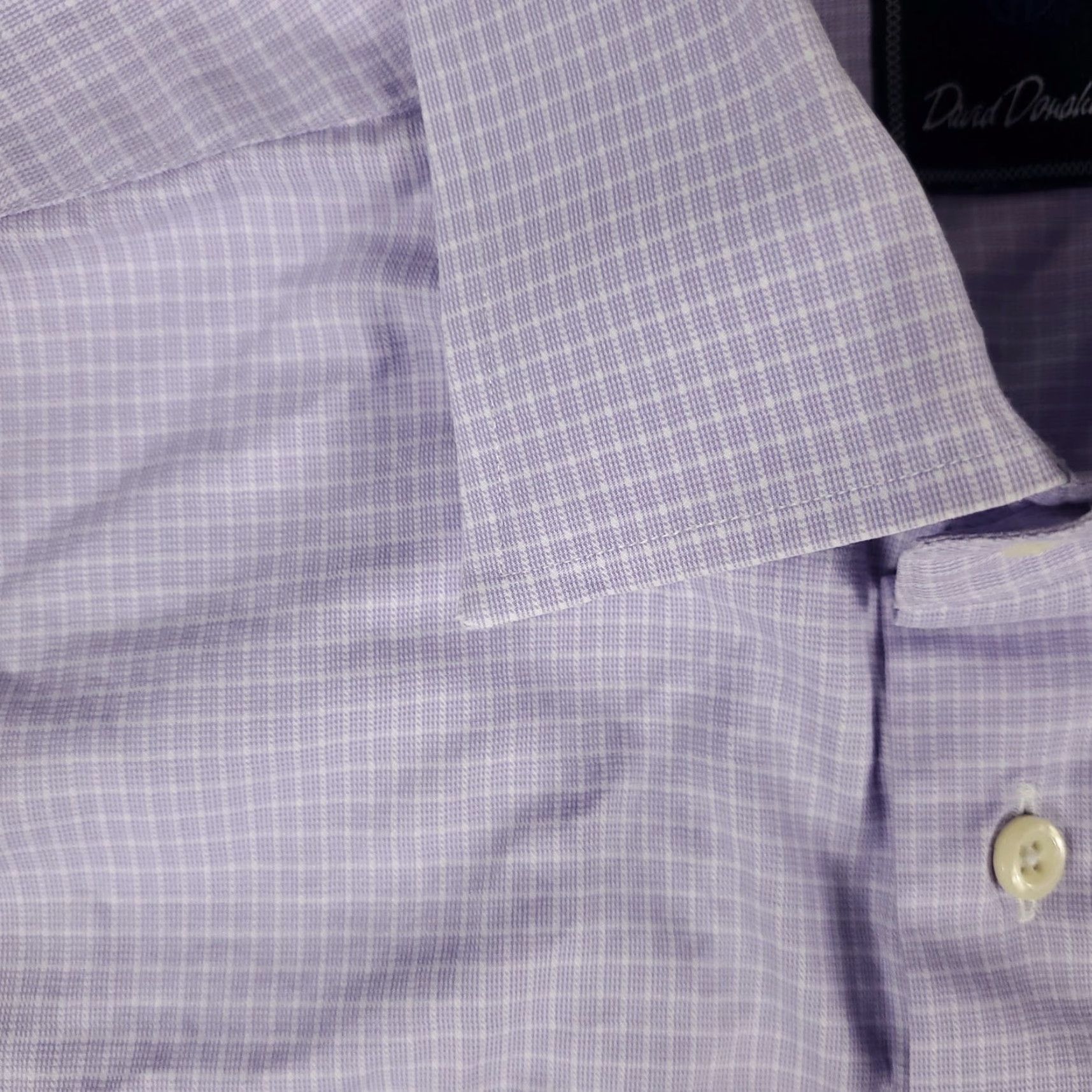 David Donahue VINTAGE David Donahue Shirt Mens Size 17 Purple Check Dress Button Up Long Sleeve Cotton Regular Collar Point Barrel Cuff 17in Mens Size 46R - 4 Thumbnail