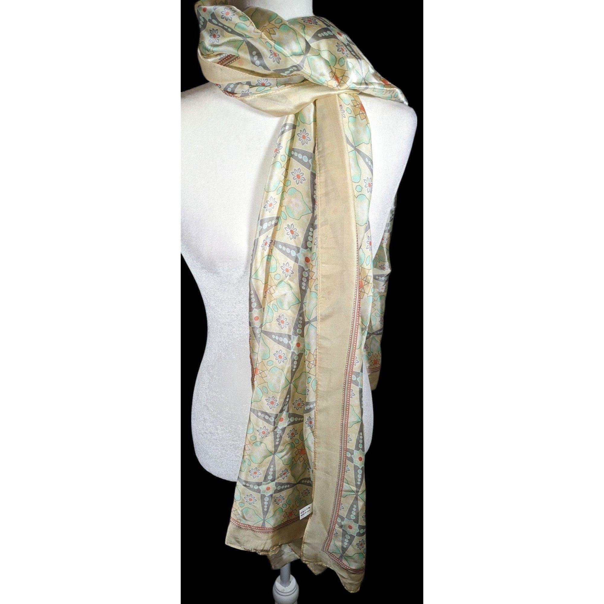 Other Vintage Retro Floral Pastel Yellow Scarf/Shawl/Wrap Size ONE SIZE - 5 Thumbnail