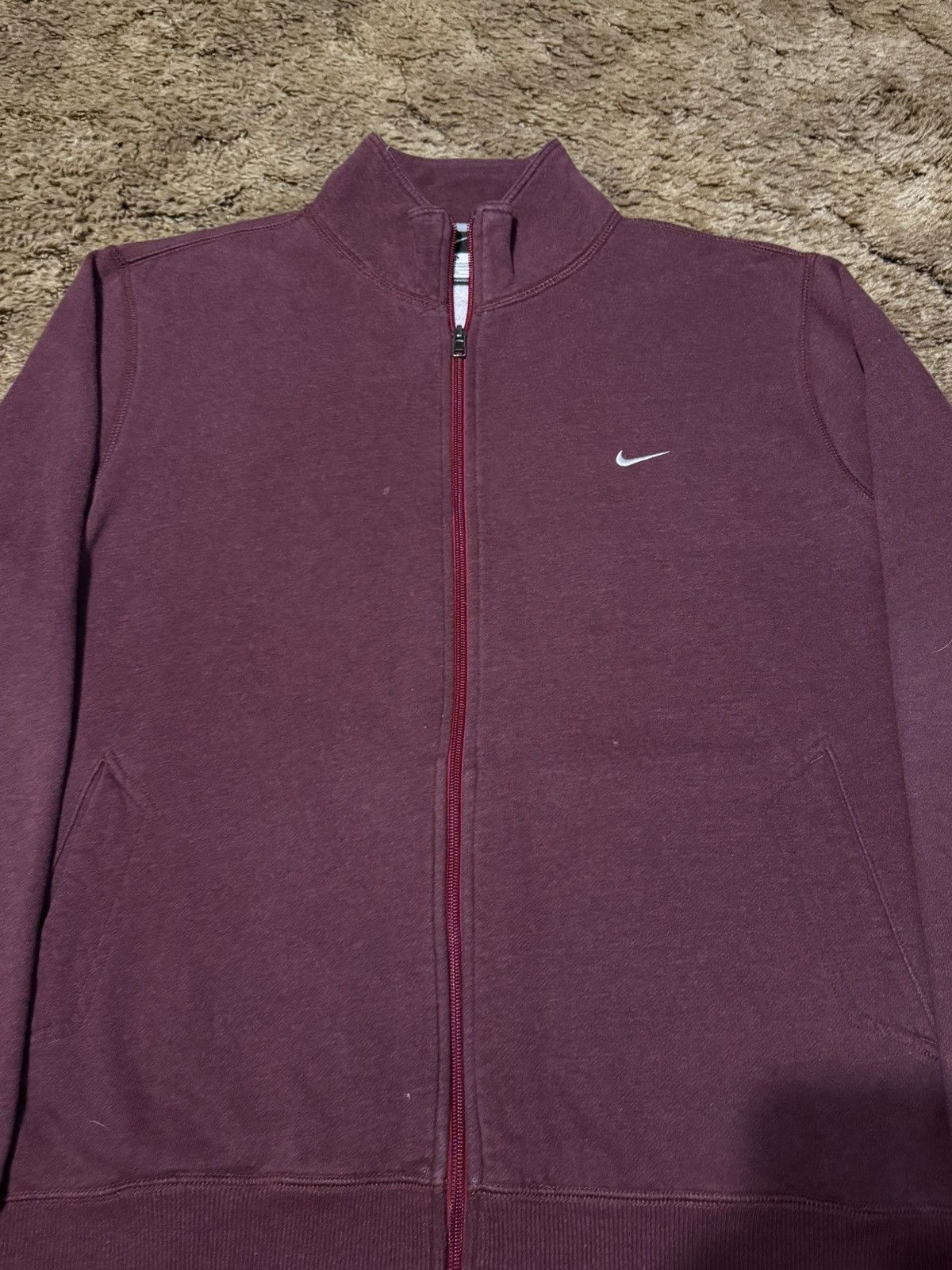 Nike Nike Small Logo Full Zip Up Sweatshirt Burgundy Red XLarge Size US XL / EU 56 / 4 - 2 Thumbnail