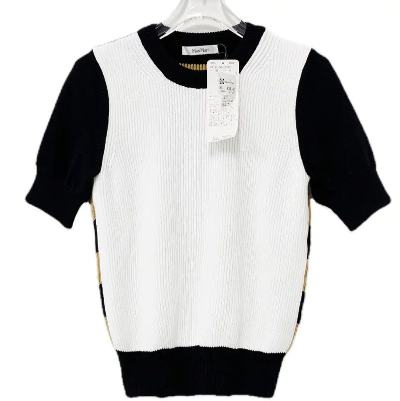 Max Mara MaxMara Color Block Cotton T-Shirt for Women 0089 Size S / US 4 / IT 40 - 1 Thumbnail