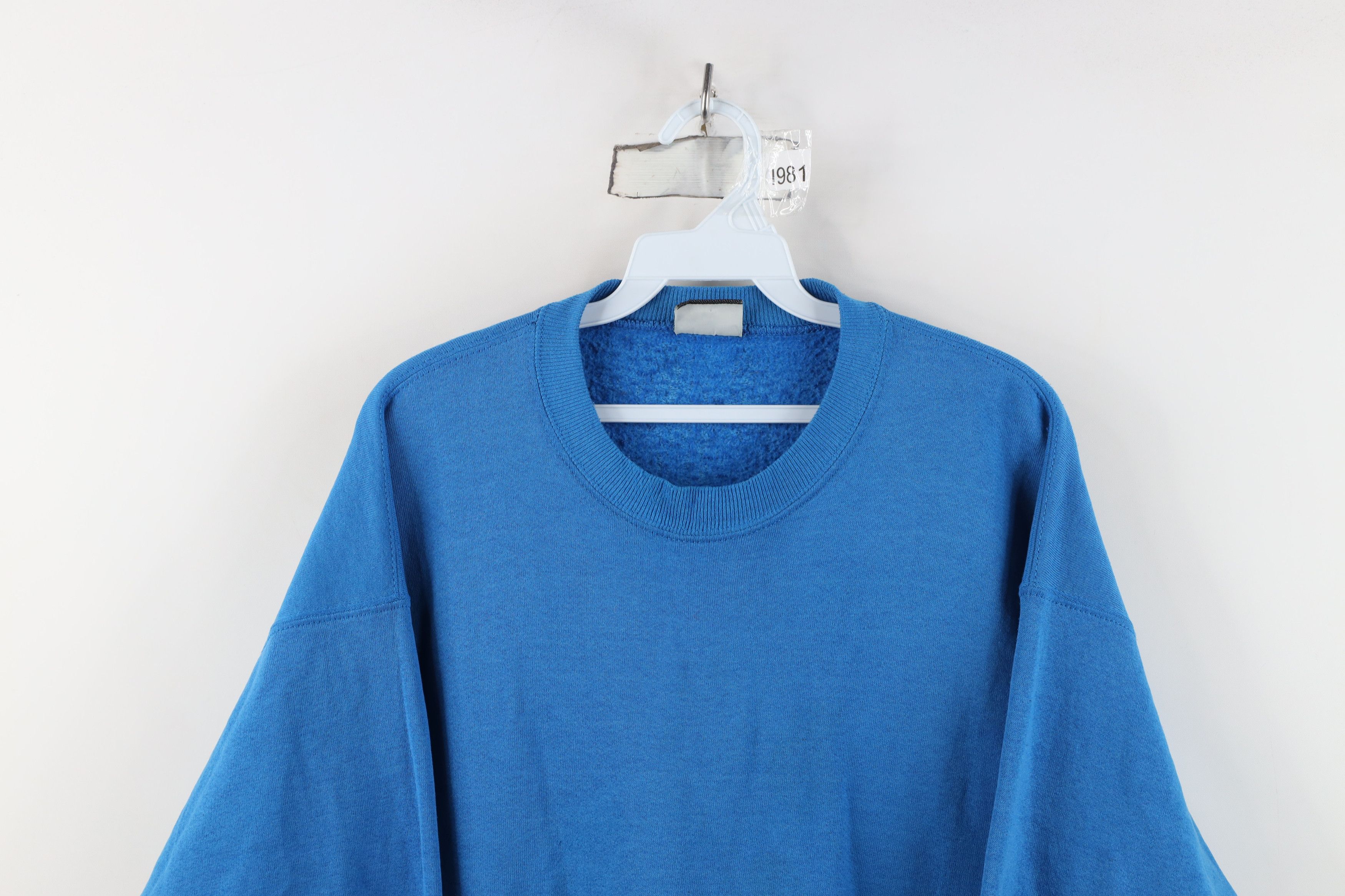 Vintage Vintage 90s Streetwear Blank Heavy Crewneck Sweatshirt Blue Size XL / US 12-14 / IT 48-50 - 2 Thumbnail