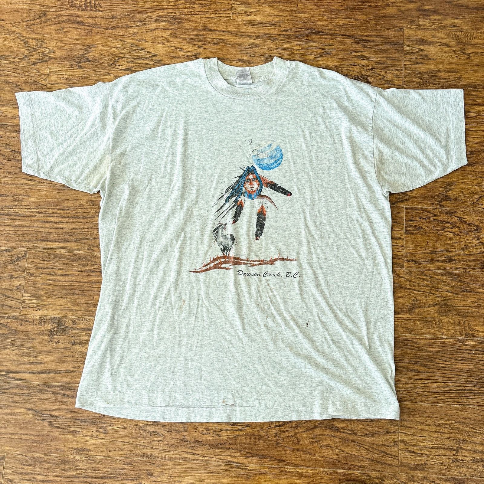 Fruit Of The Loom × Vintage Vtg Fruit of the Loom Dawson Creek BC Native American Shirt Size US XXL / EU 58 / 5 - 1 Thumbnail