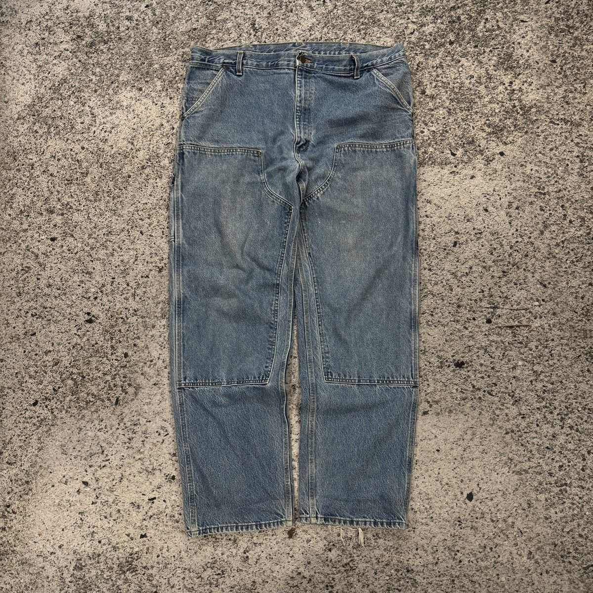 Carhartt Vintage Carhartt Denim Double Knee Thrashed Faded ERD Grunge Size US 41 - 1 Thumbnail