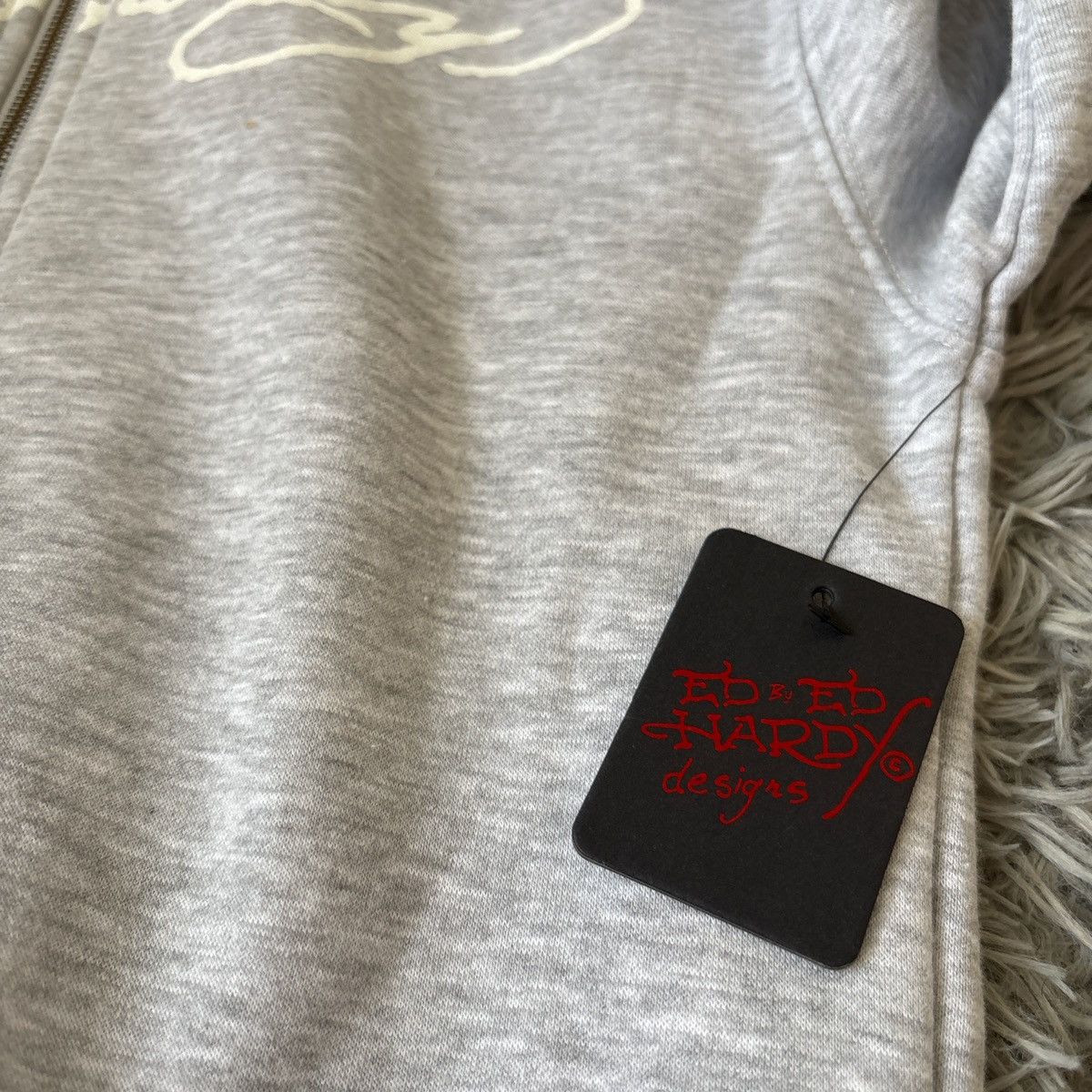 Ed Hardy Ed Hardy Women's Heather Grey Full Zip Cropped Hoodie Size S / US 4 / IT 40 - 3 Thumbnail
