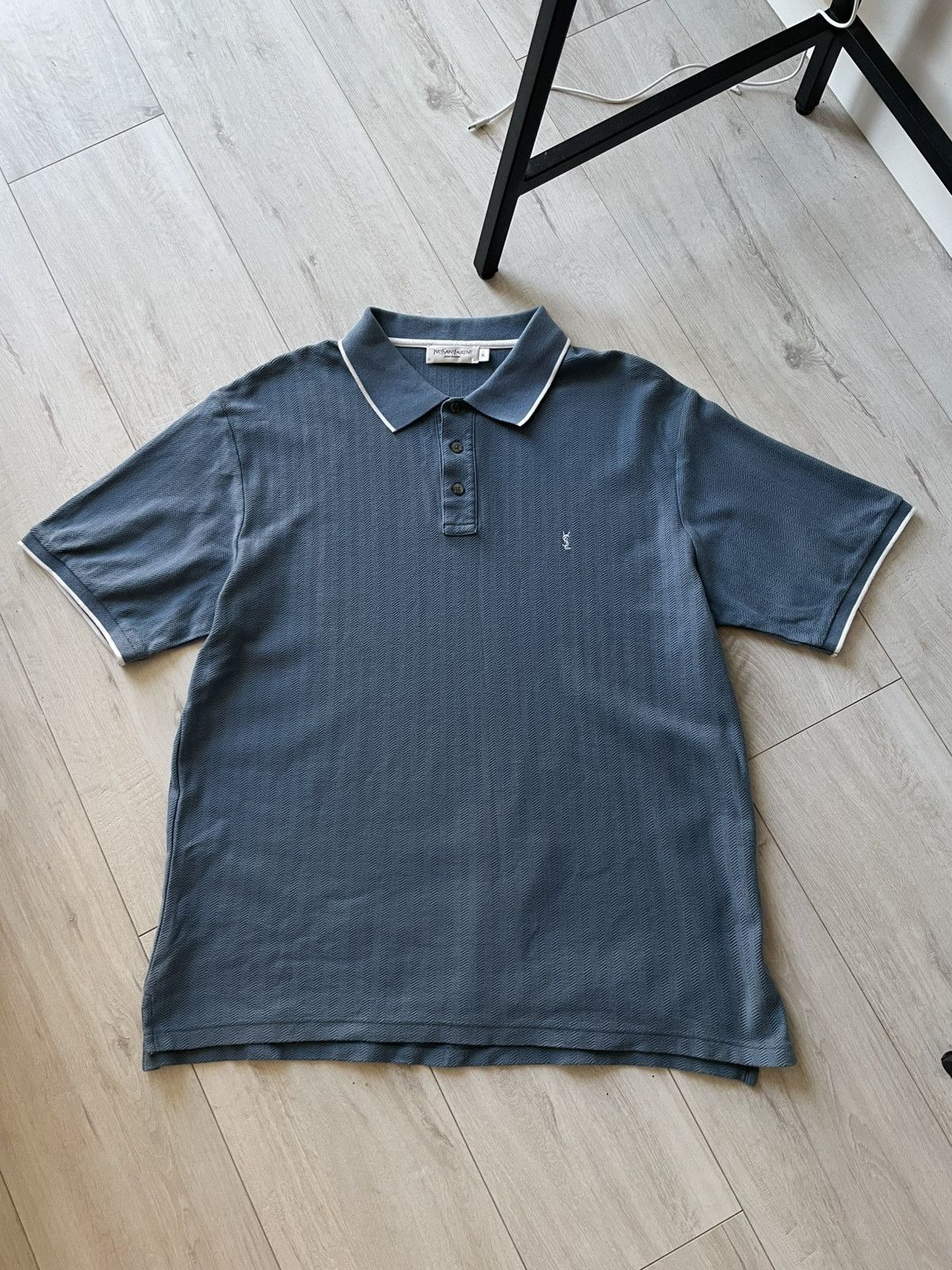 Yves Saint Laurent Vintage Yves Saint Laurent Polos Blue T-Shirt YSL Logo RARE Size US XL / EU 56 / 4 - 1 Thumbnail