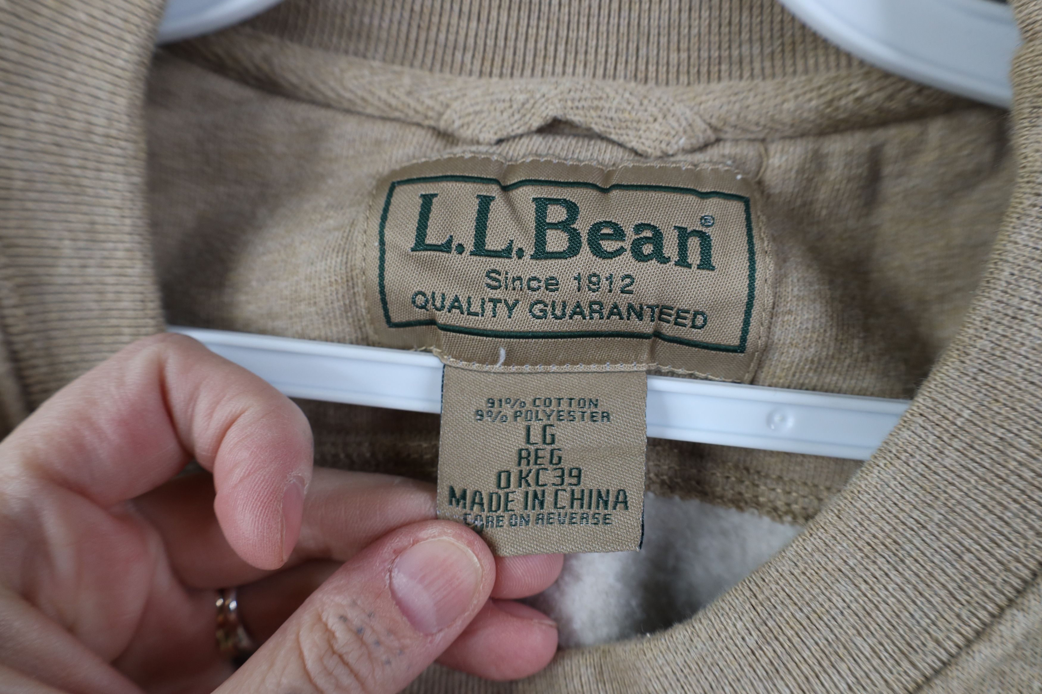 L.L. Bean Vintage 90s Y2K LL Bean Heavy Crewneck Sweatshirt Beige Tan Size US L / EU 52-54 / 3 - 6 Thumbnail