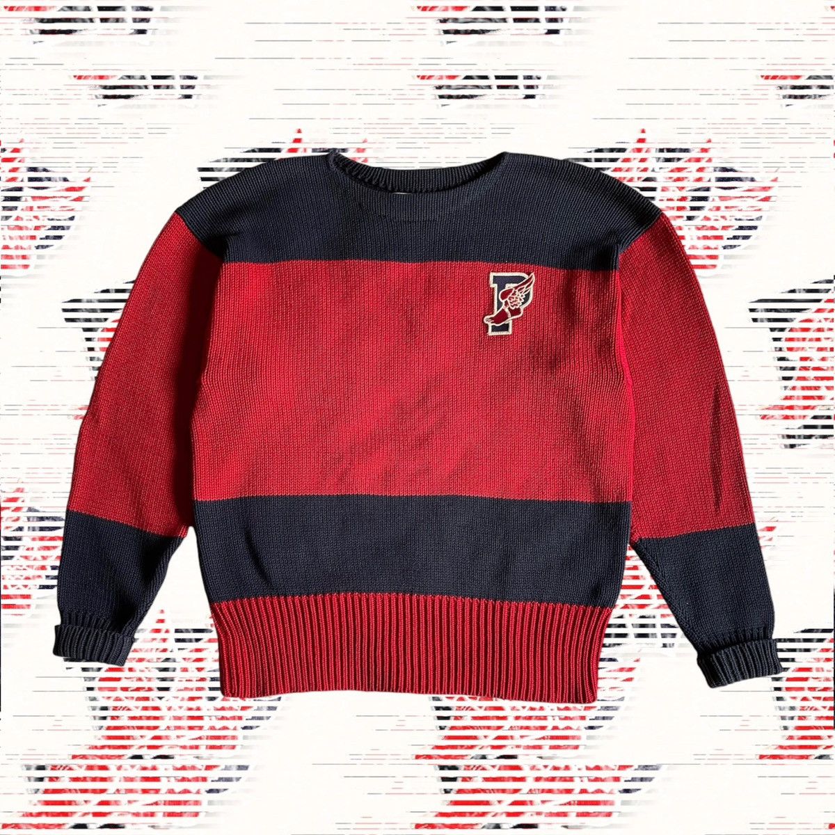 Polo Ralph Lauren Polo Ralph Lauren 1992 P Wing Stadium Sweater Size US L / EU 52-54 / 3 - 1 Thumbnail