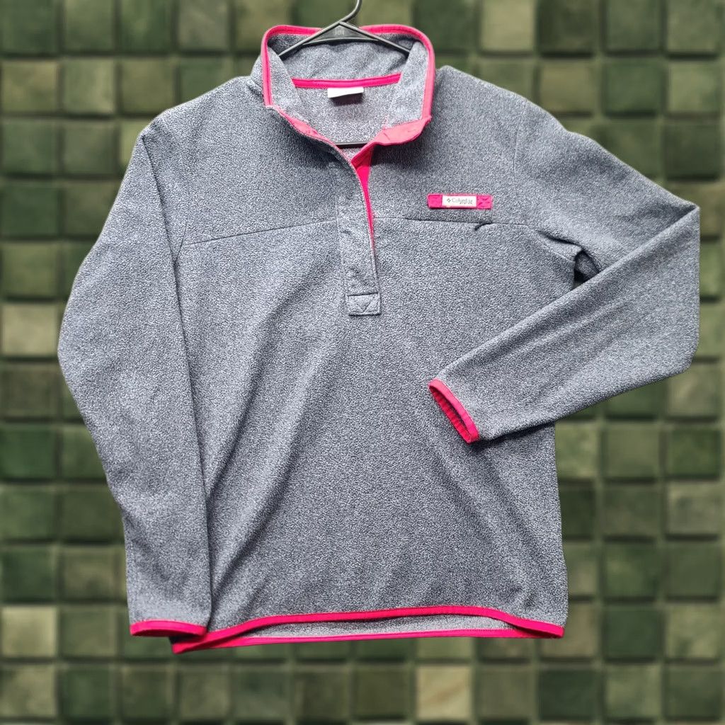 Vintage Columbia PFG Pullover Women’s M Harborside Fleece Regular Fit Outdoors Fishing Shirt Sweatshirt Gray Mock Neck Long Sleeve Lightweight Activewear Size M / US 6-8 / IT 42-44 - 1 Thumbnail