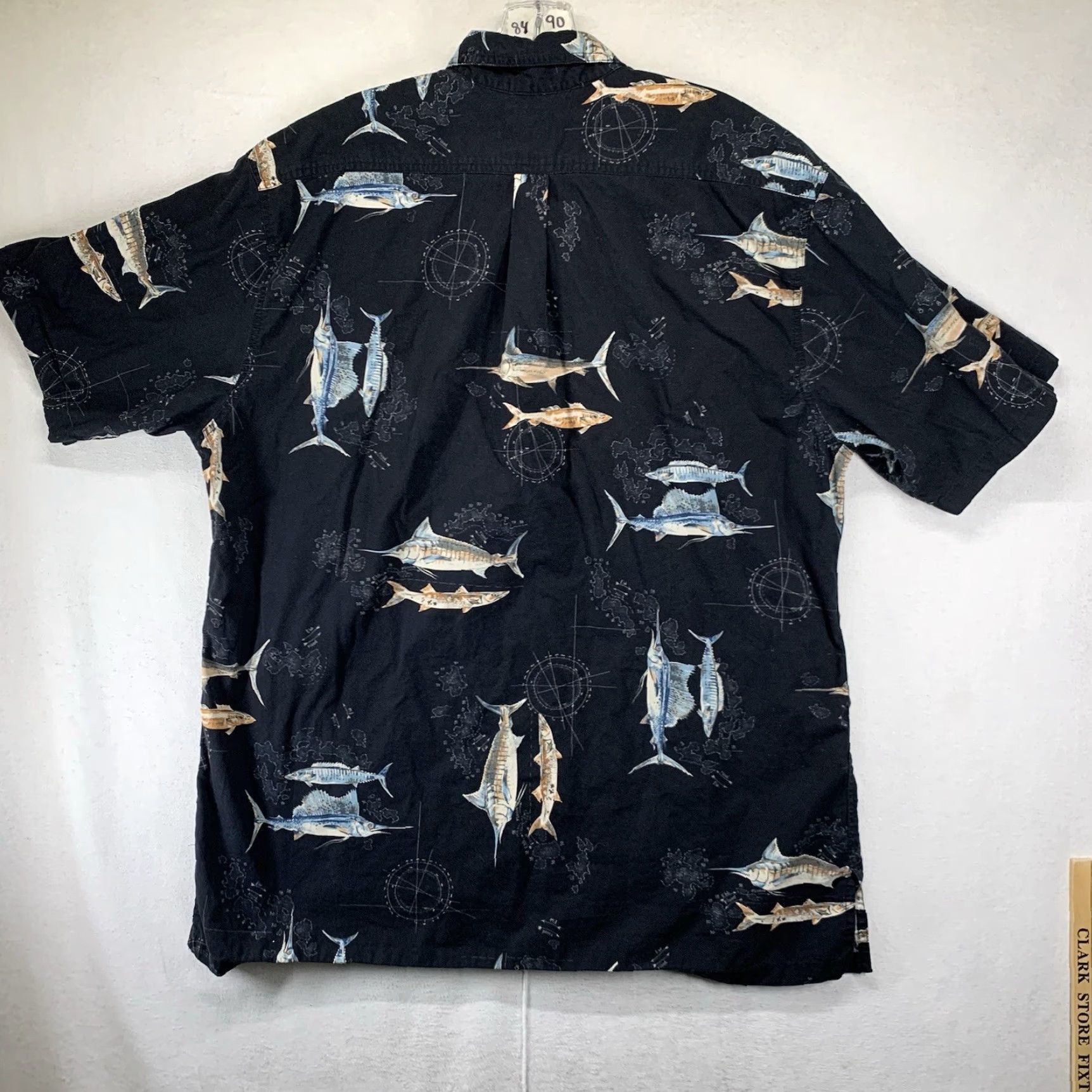 Vintage Hook & Tackle Hawaiian Shirt XL Cotton Black Deep Sea Fishing Fish 90s Mens Size US XL / EU 56 / 4 - 2 Thumbnail