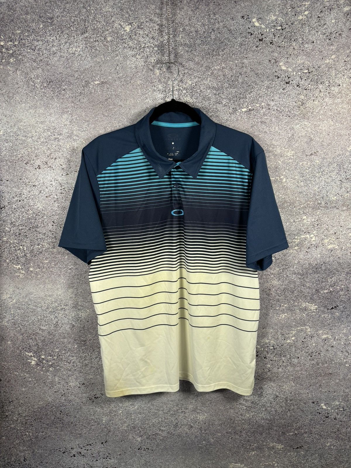 Oakley × Vintage Vintage Oakley Center Logo Stripped Blue Men’s Polo Shirt Size US L / EU 52-54 / 3 - 1 Thumbnail