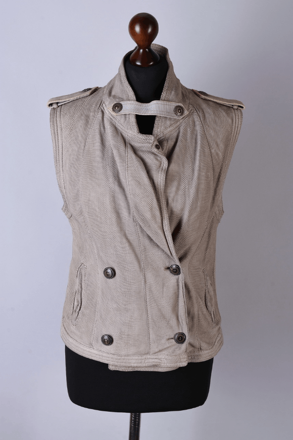 Santacroce Women's Santacroce Italian Leather Gilet Vest Beige Size XS Size XS / US 0-2 / IT 36-38 - 1 Thumbnail