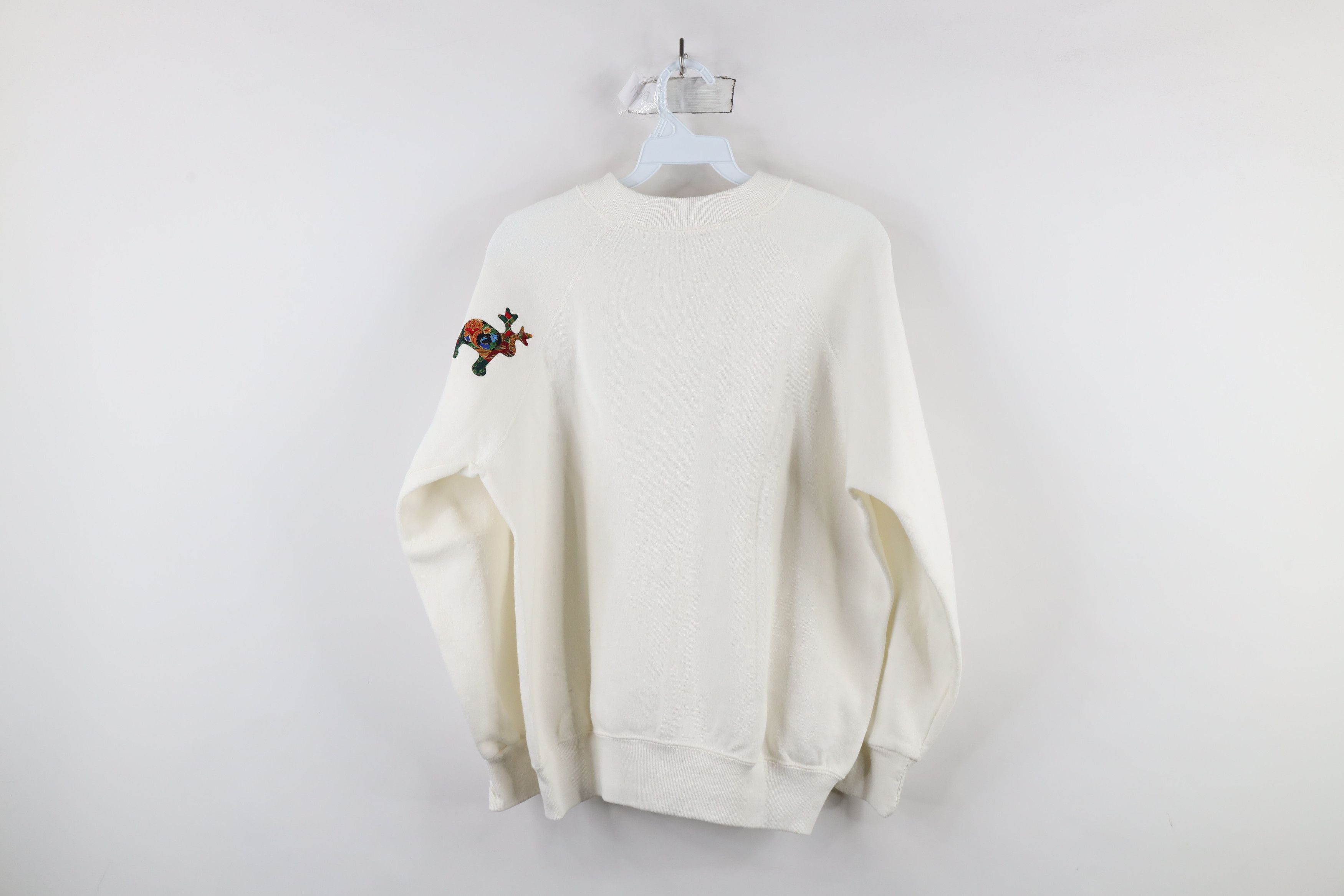 Vintage Vintage 90s Streetwear Moose Patch Sweatshirt White USA Size L / US 10 / IT 46 - 9 Thumbnail