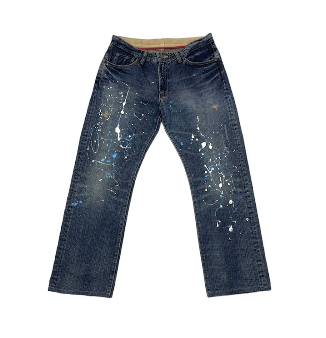 Japanese Brand GL HEART Paint Art Design Denim Jeans #1223/AQ Size US 33 - 1 Thumbnail