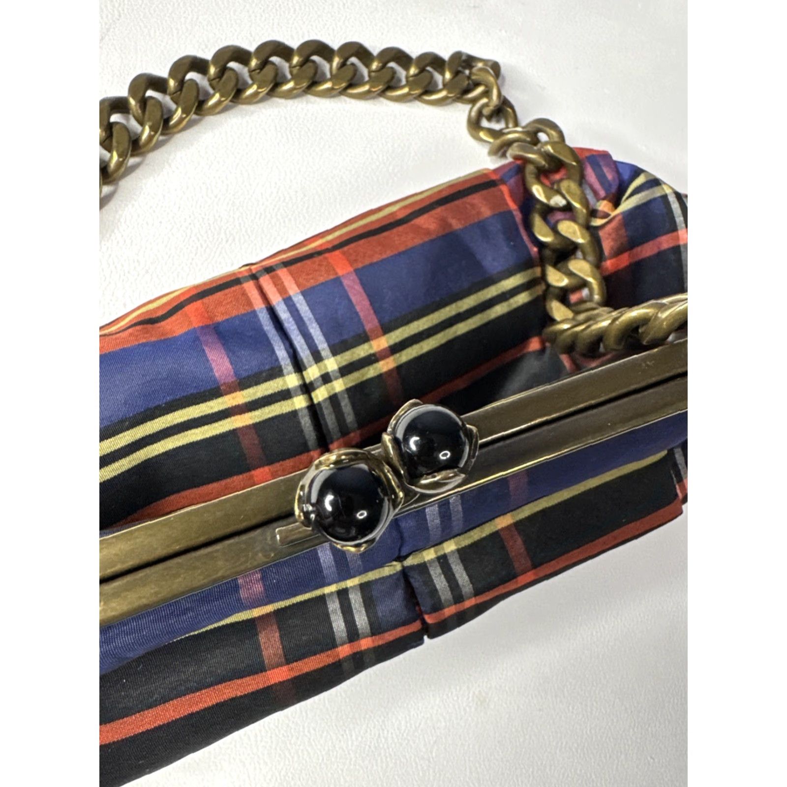 J.Crew J.CREW Clutch Women Plaid Chain Link Purse Bag Multicolor Polyester Size ONE SIZE - 7 Thumbnail