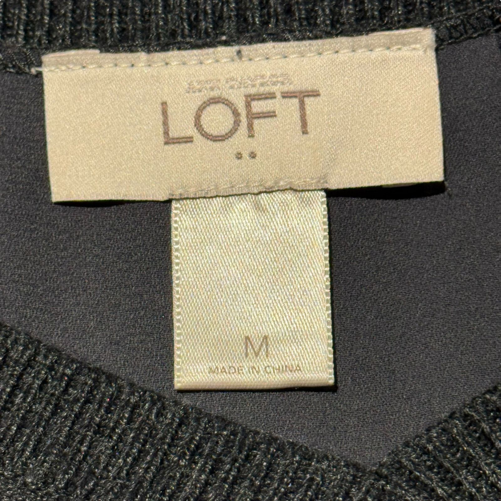 Loft Ann Taylor LOFT Sheer Back Sweater Gray Black Medium Size M / US 6-8 / IT 42-44 - 7 Thumbnail