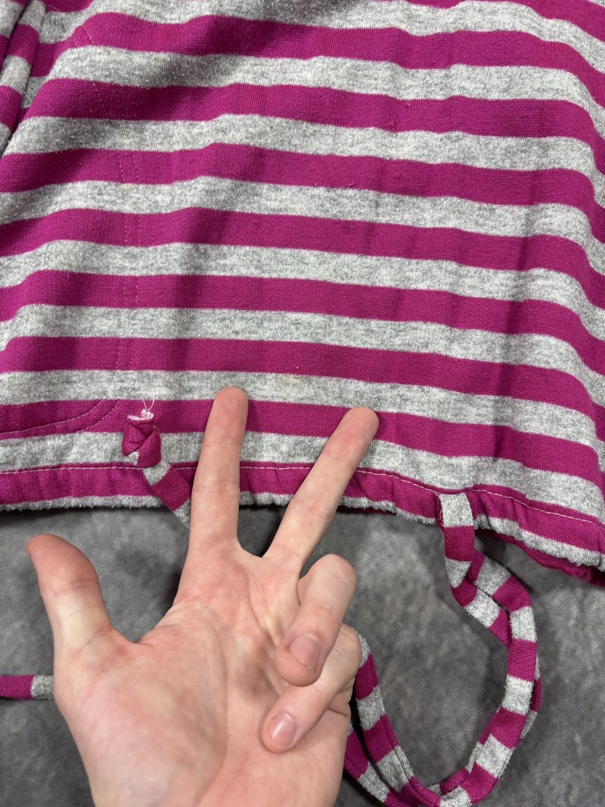 Vintage 1980s Vintage Sweatshirt Striped Crewneck Drawstring Crop 80 Size S / US 4 / IT 40 - 10 Thumbnail
