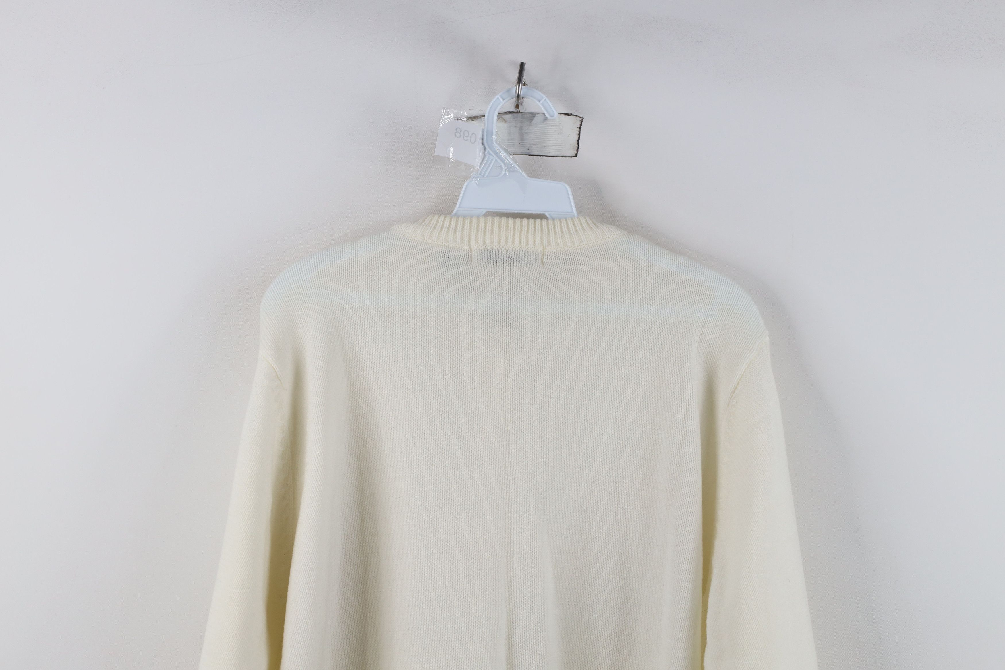 Vintage Vintage 90s Streetwear Knit Cardigan Sweater White Acrylic Size XL / US 12-14 / IT 48-50 - 12 Thumbnail