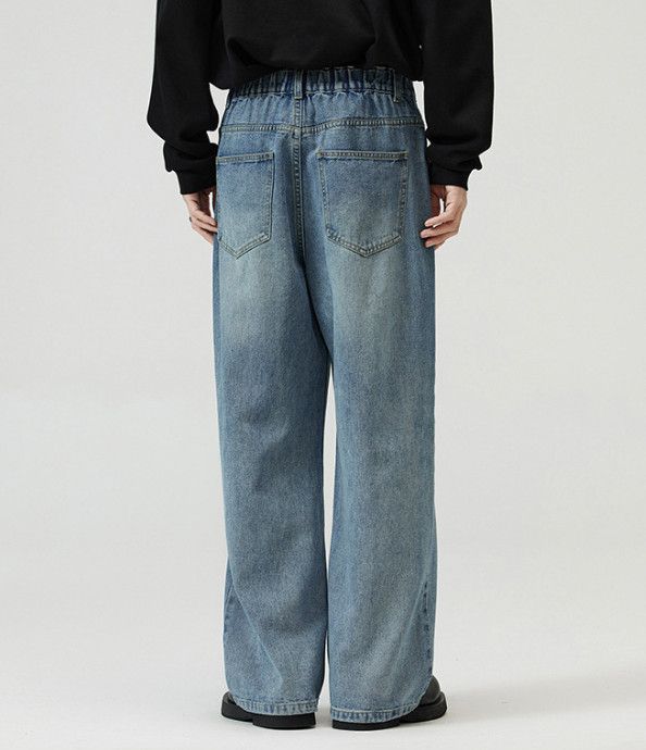 Japanese Brand Street loose straight retro washed distressed jeans for men Size US 32 / EU 48 - 5 Thumbnail