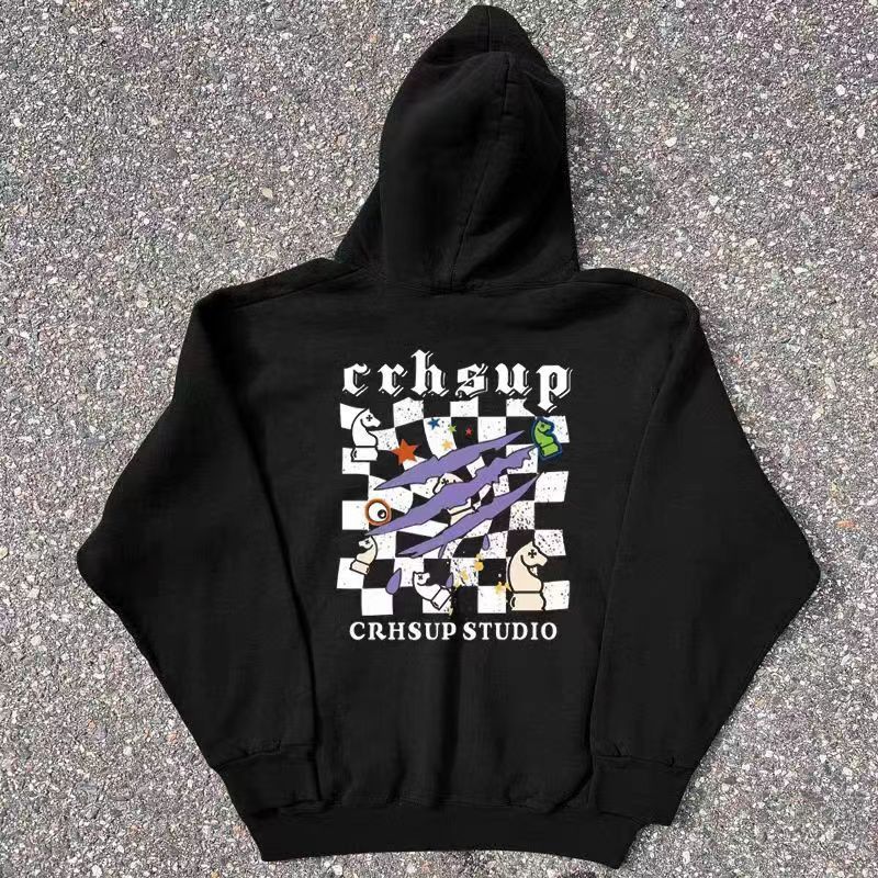 Japanese Brand Hip Hop Checkerboard Print Casual L Hooded Sweatshirt Size US L / EU 52-54 / 3 - 1 Thumbnail