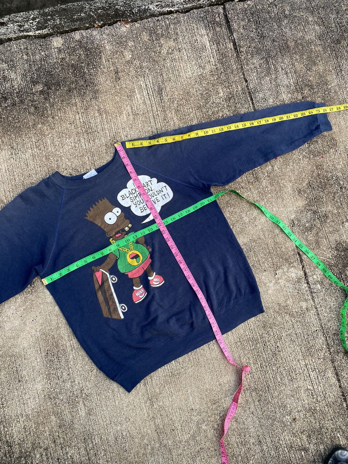 Hanes 🔥 Distressed🔥 Vintage 80s Bart Simpson x Nike Sweatshirt Size US L / EU 52-54 / 3 - 11 Thumbnail