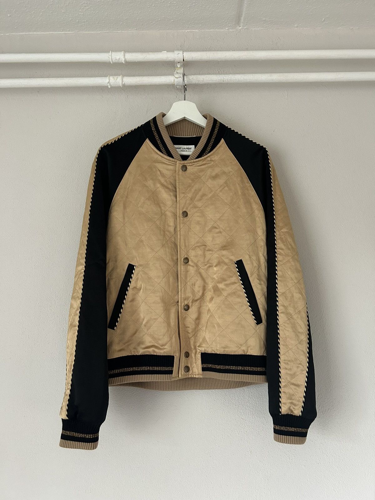 Saint Laurent Paris Gold Satin Teddy Bomber Jacket Size US M / EU 48-50 / 2 - 2 Thumbnail