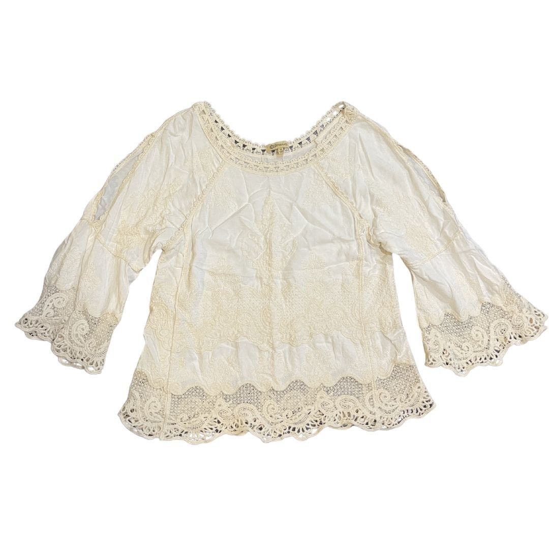 Other Democracy Ivory Lace Crochet Boho Peasant Blouse Cottage Size M / US 6-8 / IT 42-44 - 1 Thumbnail
