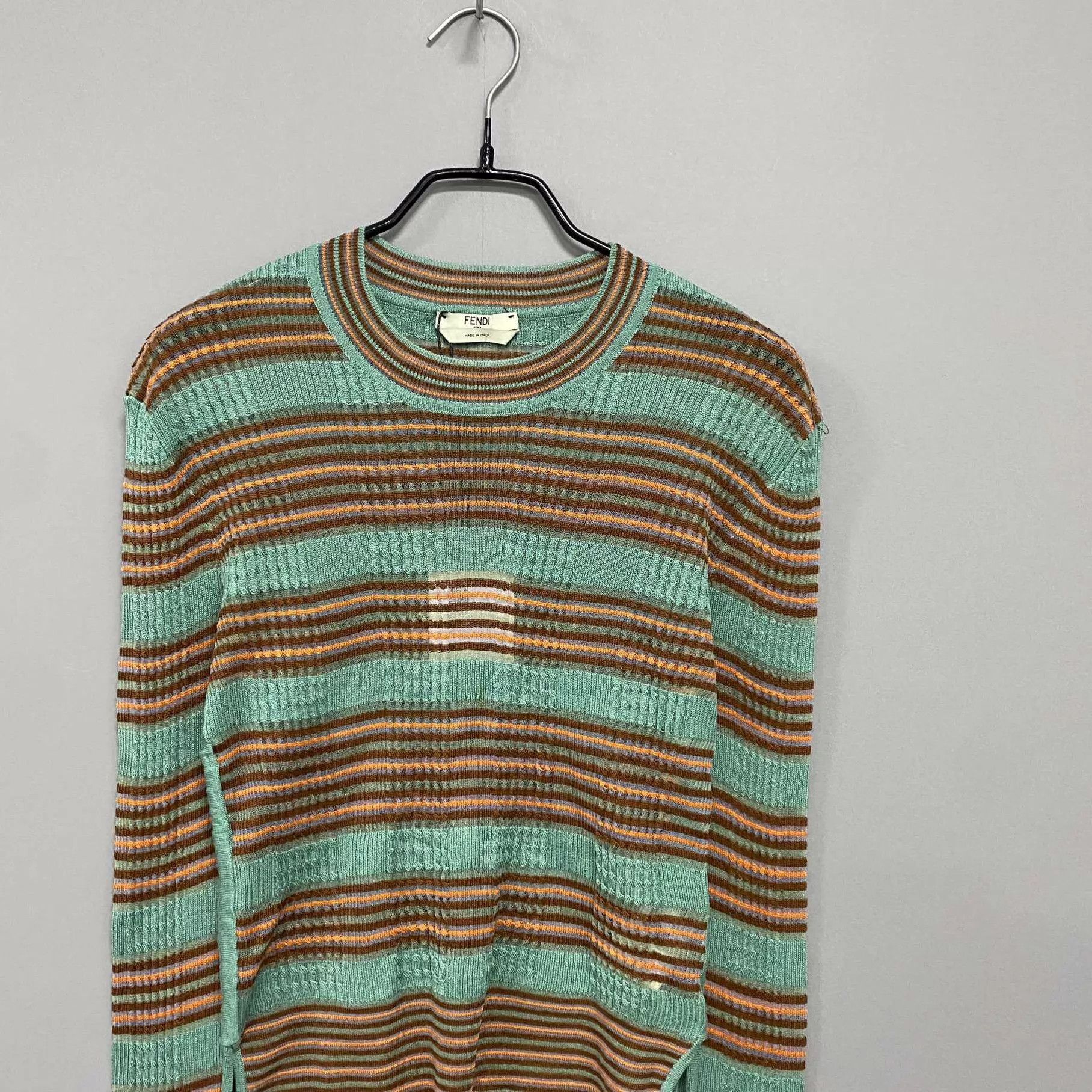 Fendi FENDI Women's Striped Silk Knit Top 38 Size XS / US 0-2 / IT 36-38 - 2 Thumbnail