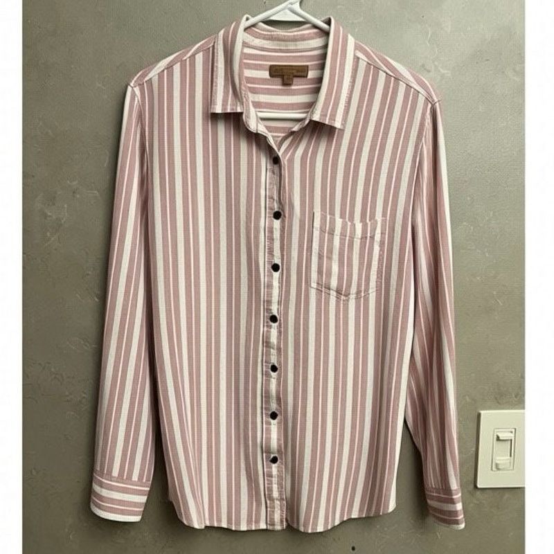 Other Jach’s Girlfriend Pink Striped Button Down Blouse Shirt Med Size M / US 6-8 / IT 42-44 - 2 Thumbnail