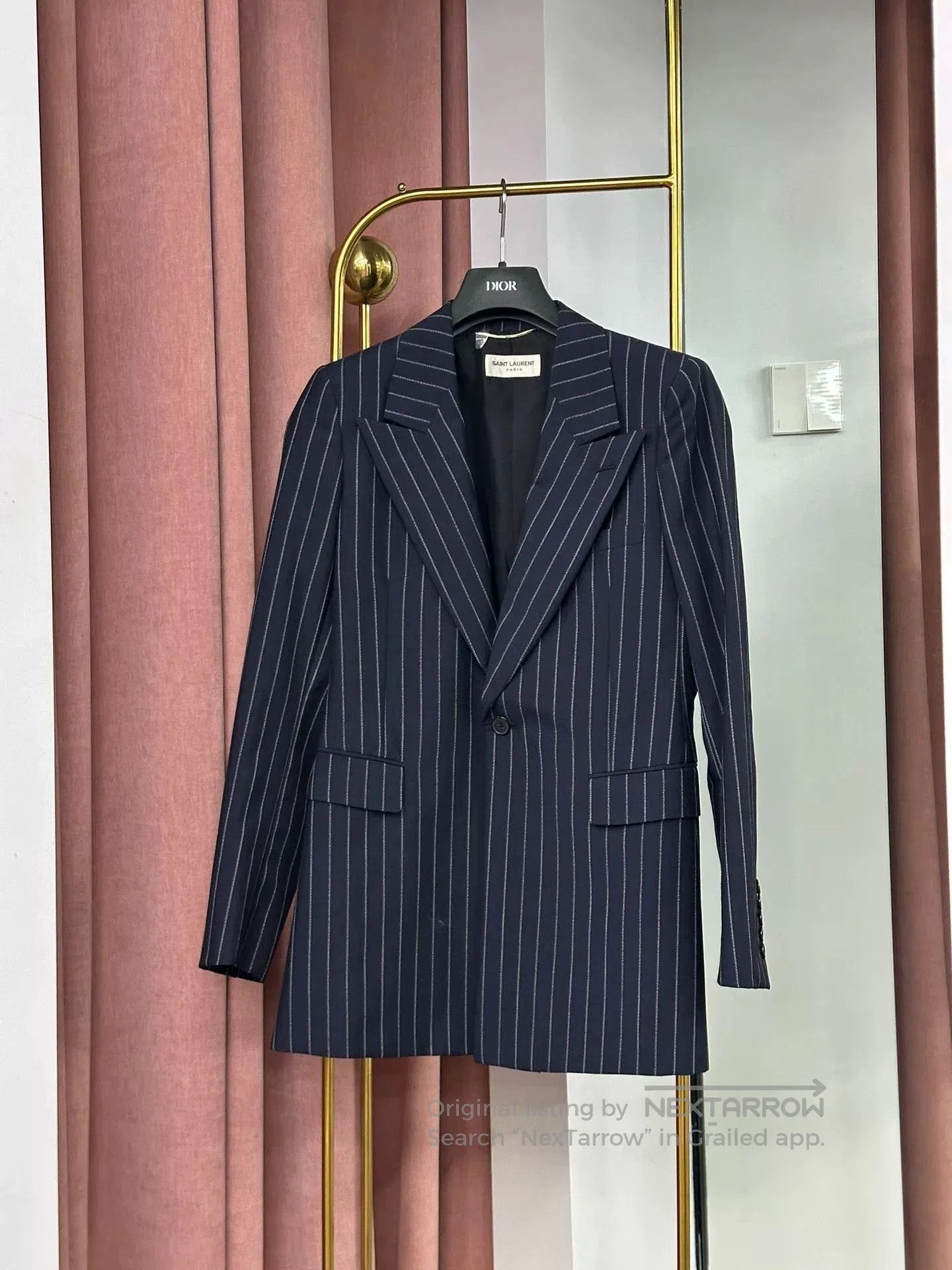 Saint Laurent Paris Saint Laurent YSL Dark Blue Pinstripe Blazer. Size S / US 4 / IT 40 - 1 Thumbnail