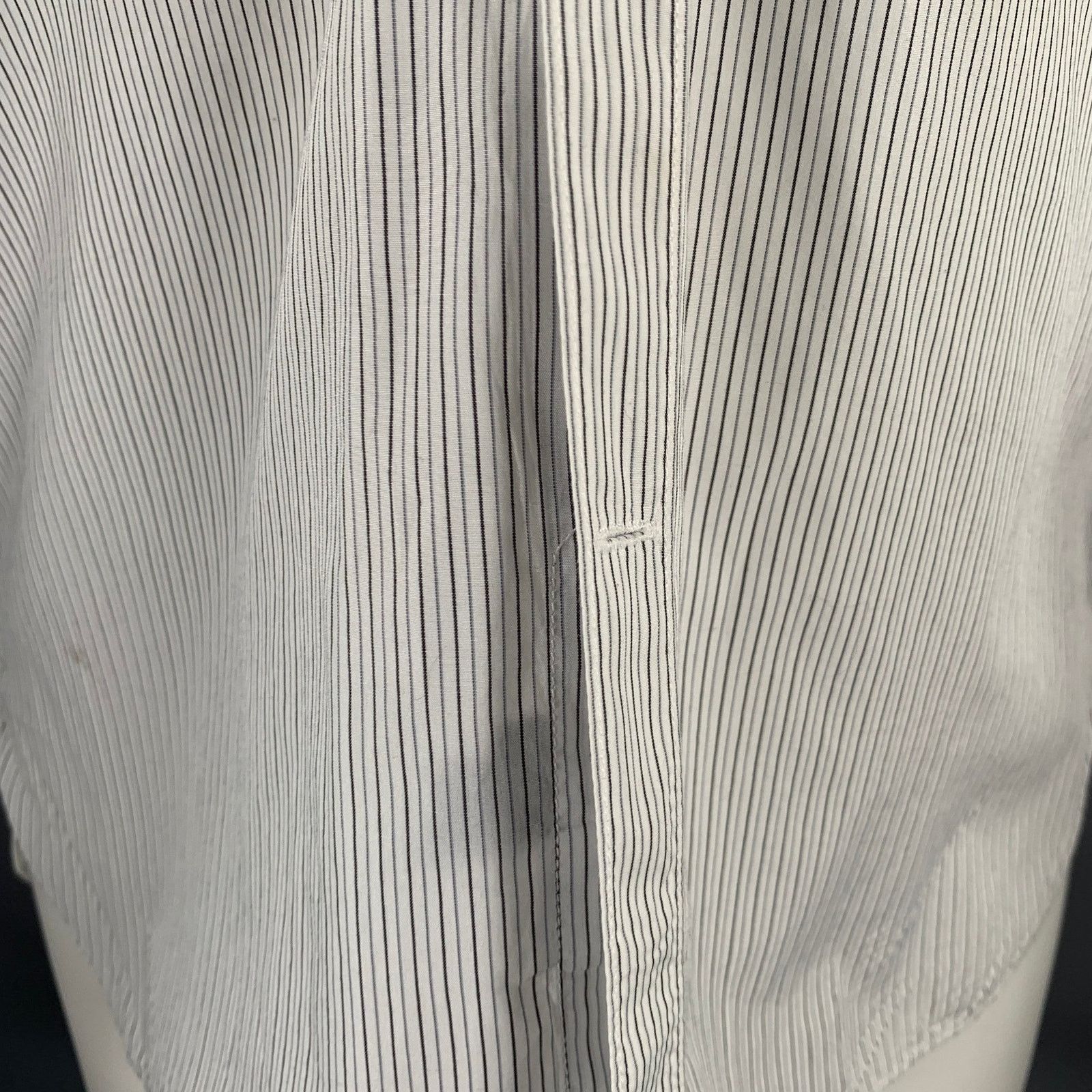Lanvin LANVIN S Striped Cotton Spread Collar Shirt Light Blue Grey Size US S / EU 44-46 / 1 - 5 Thumbnail