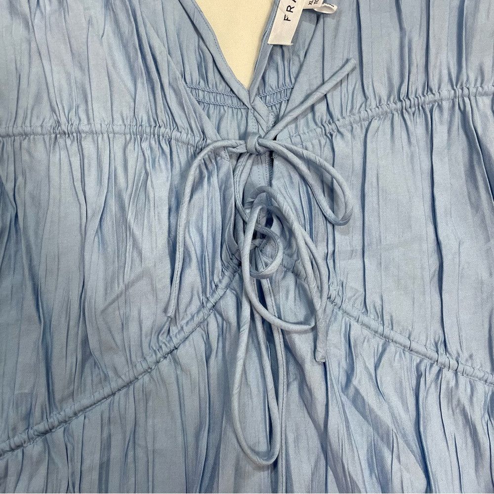 Frame New Frame Tie Front Cinched Crinkle Light Blue Blouse Tank Size XL / US 12-14 / IT 48-50 - 9 Thumbnail