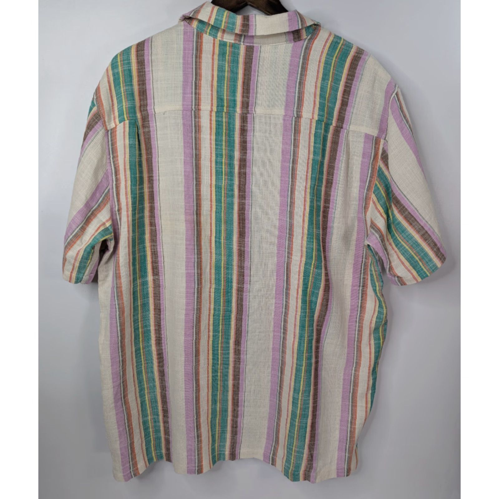 Pacsun NWT PacSun Striped Resort Button Down Shirt XL Men Knit Cotton Multicolor Camp Beach 90s? (Oops) Size US XL / EU 56 / 4 - 4 Thumbnail