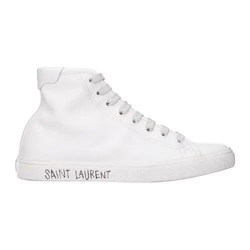 Saint Laurent Paris o1s1wg111024 Malibu Canvas Leather Mid Top Sneakers in White Size US 9 / EU 42 - 1 Thumbnail