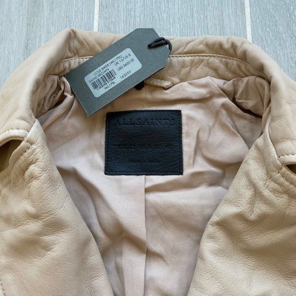 Allsaints NWT All Saints Cole Biker Leather Jacket Sand Brown Sz 8 Size M / US 6-8 / IT 42-44 - 3 Thumbnail