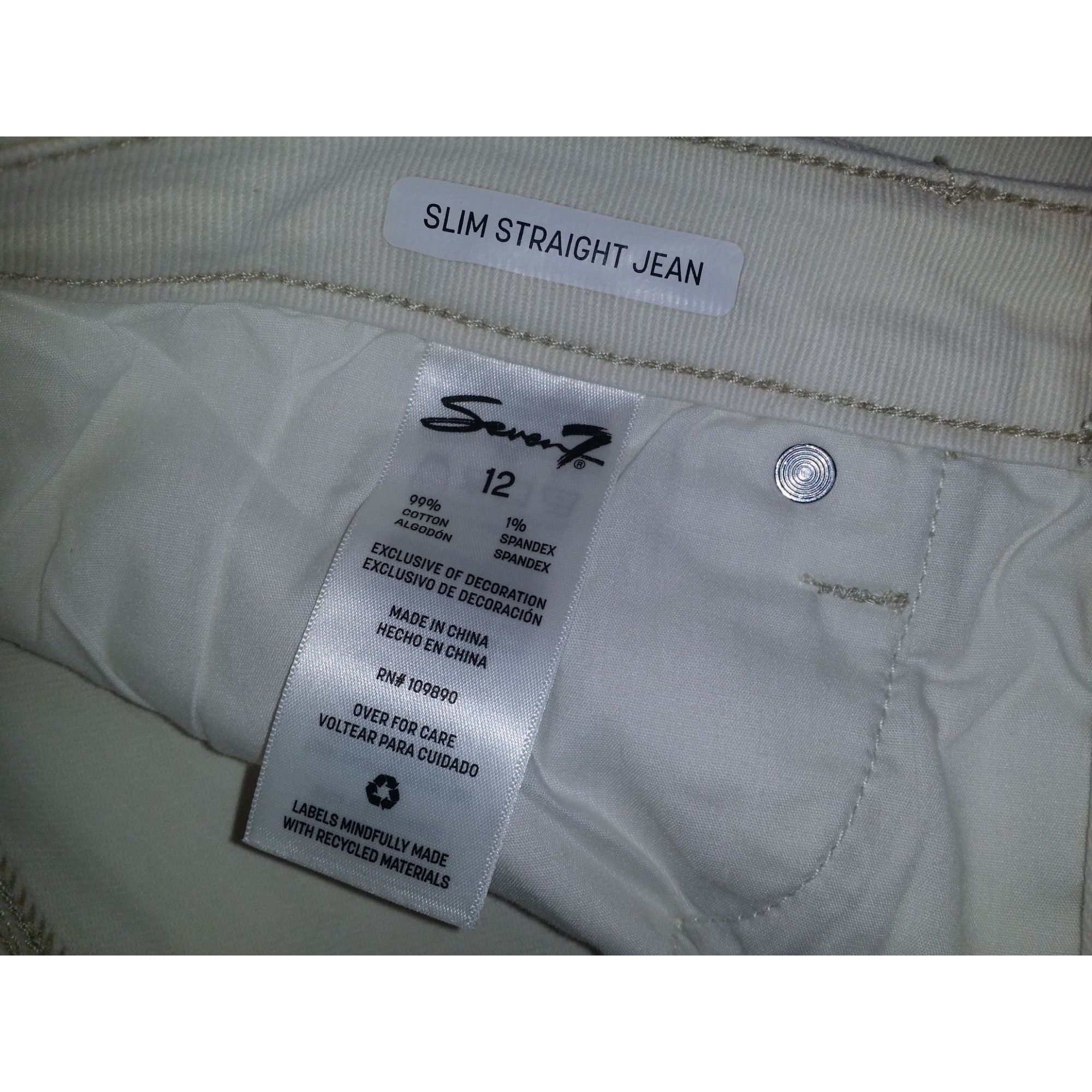 Seven 7 Seven7 Jeans Slim Straight Jeans Women Sz 12 White Denim Eve Size 34" / US 12 / IT 48 - 7 Thumbnail