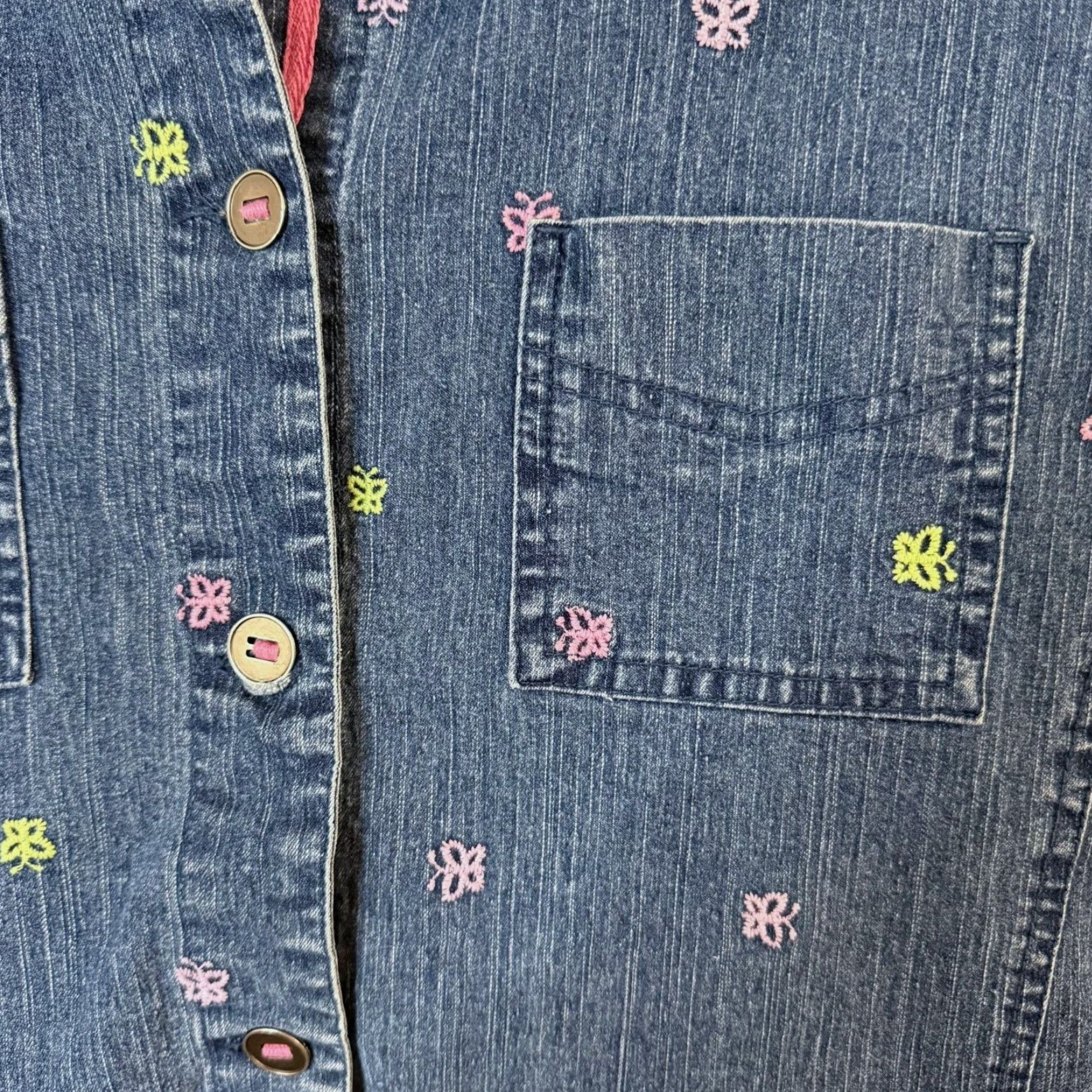 Vintage Alfred Dunner Button-Front Denim Jacket Blue Women's 12 Butterfly Embroidery Jacket Jeans Size XL / US 12-14 / IT 48-50 - 7 Thumbnail