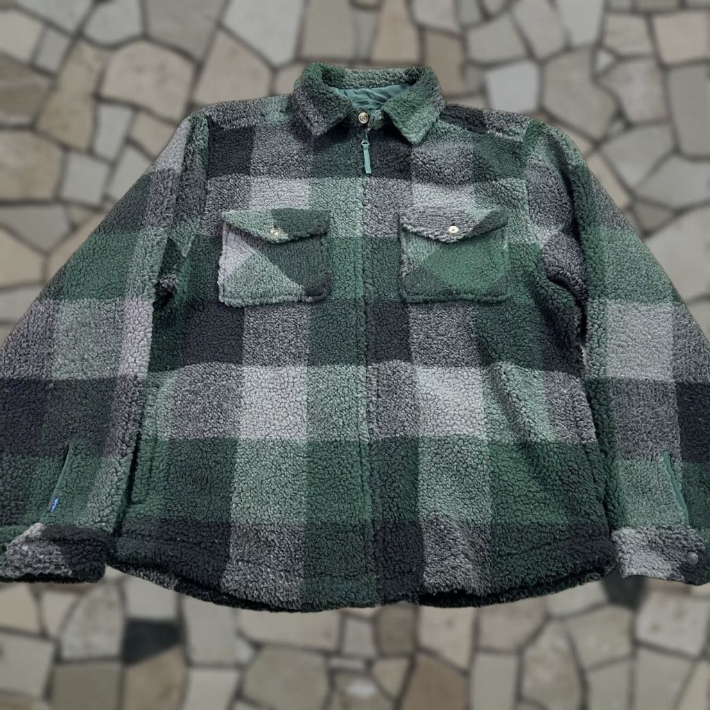 KAVU KAVU Jacket Mens XL Green Plaid Sherpa Fleece Full Zip Lined Outdoor Insulated Size US XL / EU 56 / 4 - 1 Thumbnail