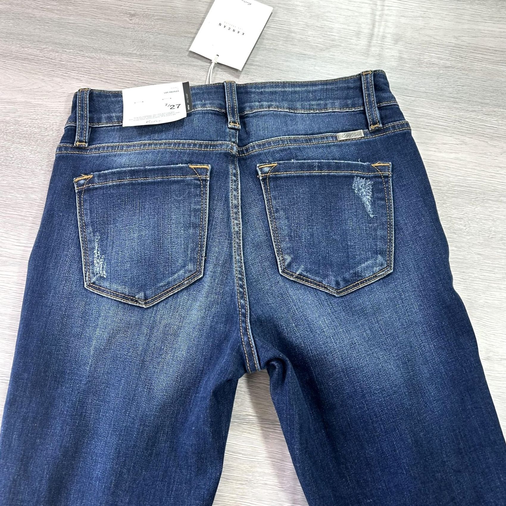 Vintage VINTAGE KanCan Jeans Womens 7 27 Blue Distressed Leopard Patch Ankle Skinny Mid Rise Stretch Size 28" / US 6 / IT 42 - 4 Thumbnail
