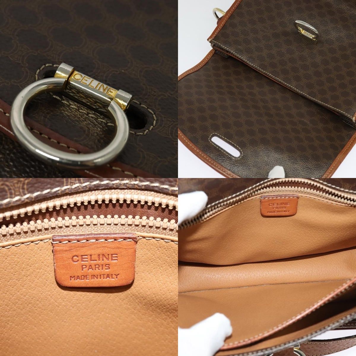 Celine CELINE Macadam Canvas Shoulder Bag Pvc Leather Brown Gold Size ONE SIZE - 11 Thumbnail