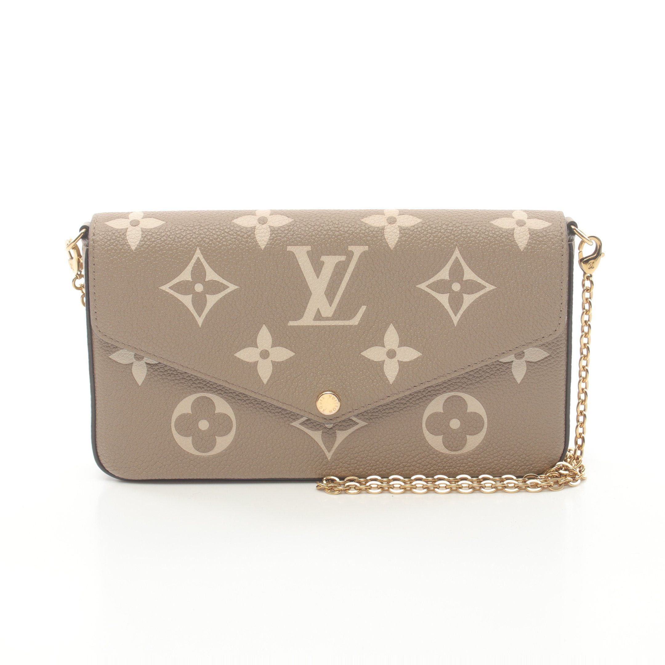 Louis Vuitton Louis Vuitton Pochette Felicie Monogram Amplant Tourterelle/Creme Chain Wallet Leather Gray Beige Size ONE SIZE - 1 Thumbnail