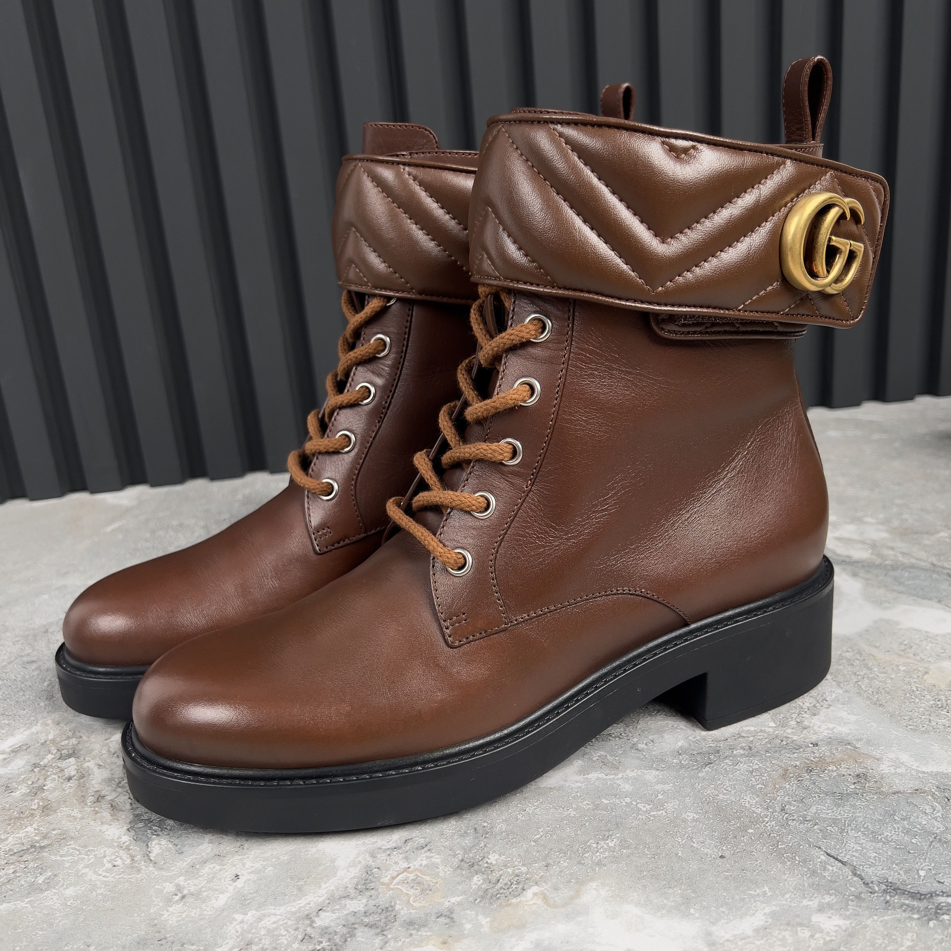 Gucci Gucci GG Marmont Boots Booties Lace Up Leather Size US 9 / IT 39 - 5 Thumbnail